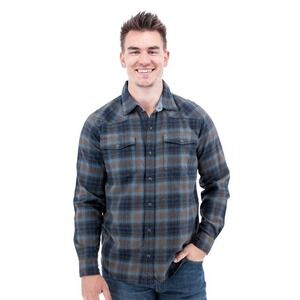 Old‎ Ranch Mens Ranger Organic Snap Flannel Shirt Size XXL Dress Blues NWT